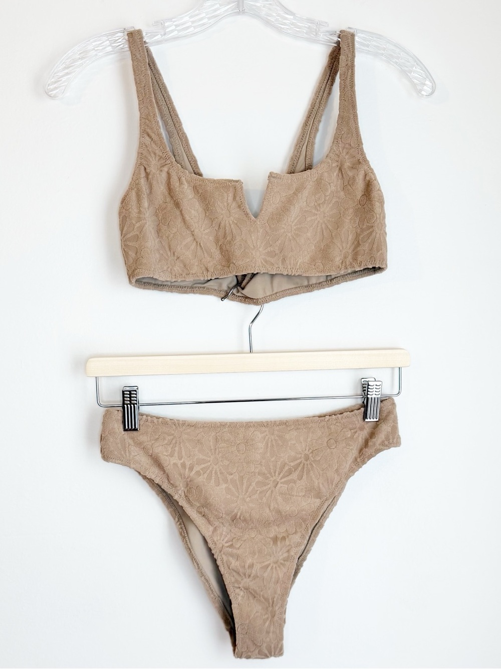 PacSun Taupe Floral Lace Bralette & Bikini Set